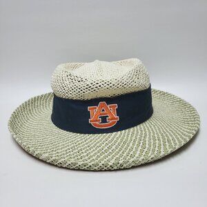 Kate Lord Straw Hat Womens Medium/Large Auburn University Navy Blue Ribbon/Bow